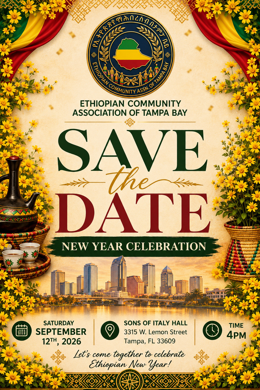 Ethiopian New Year Celebration save-the-date flyer